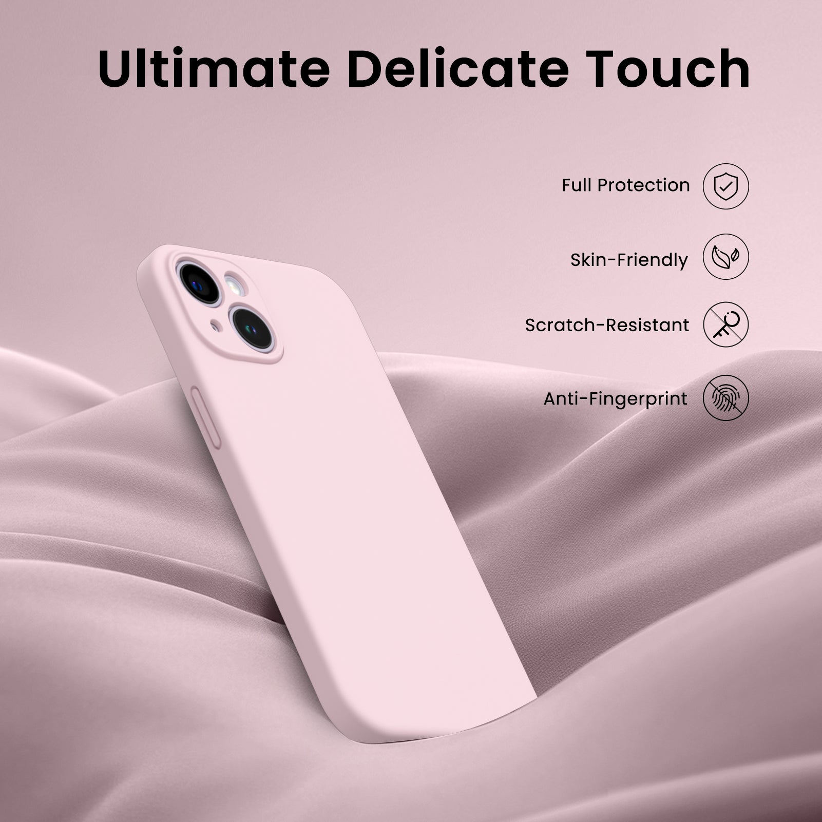Liquid Silicone iPhone 14 Plus Case with Camera Protection and 2 Screen Protectors