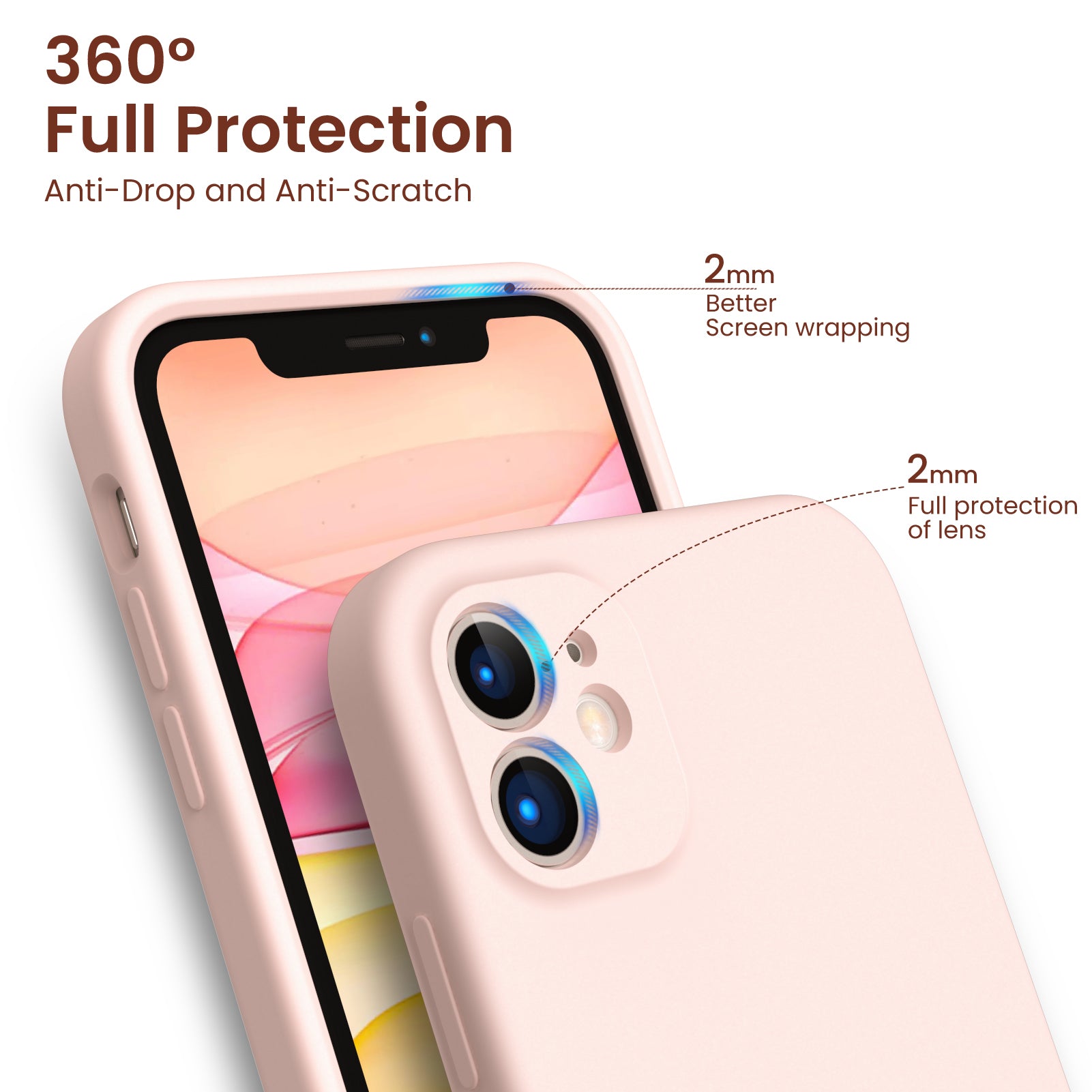Liquid Silicone iPhone 11 Case with Camera Protection and 2 Screen Protectors
