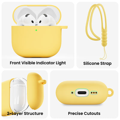 Flüssigsilikon AirPods 4 Hülle (2024) mit Schlüsselband