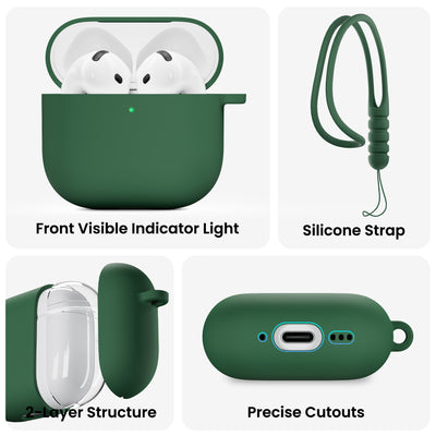 Flüssigsilikon AirPods 4 Hülle (2024) mit Schlüsselband