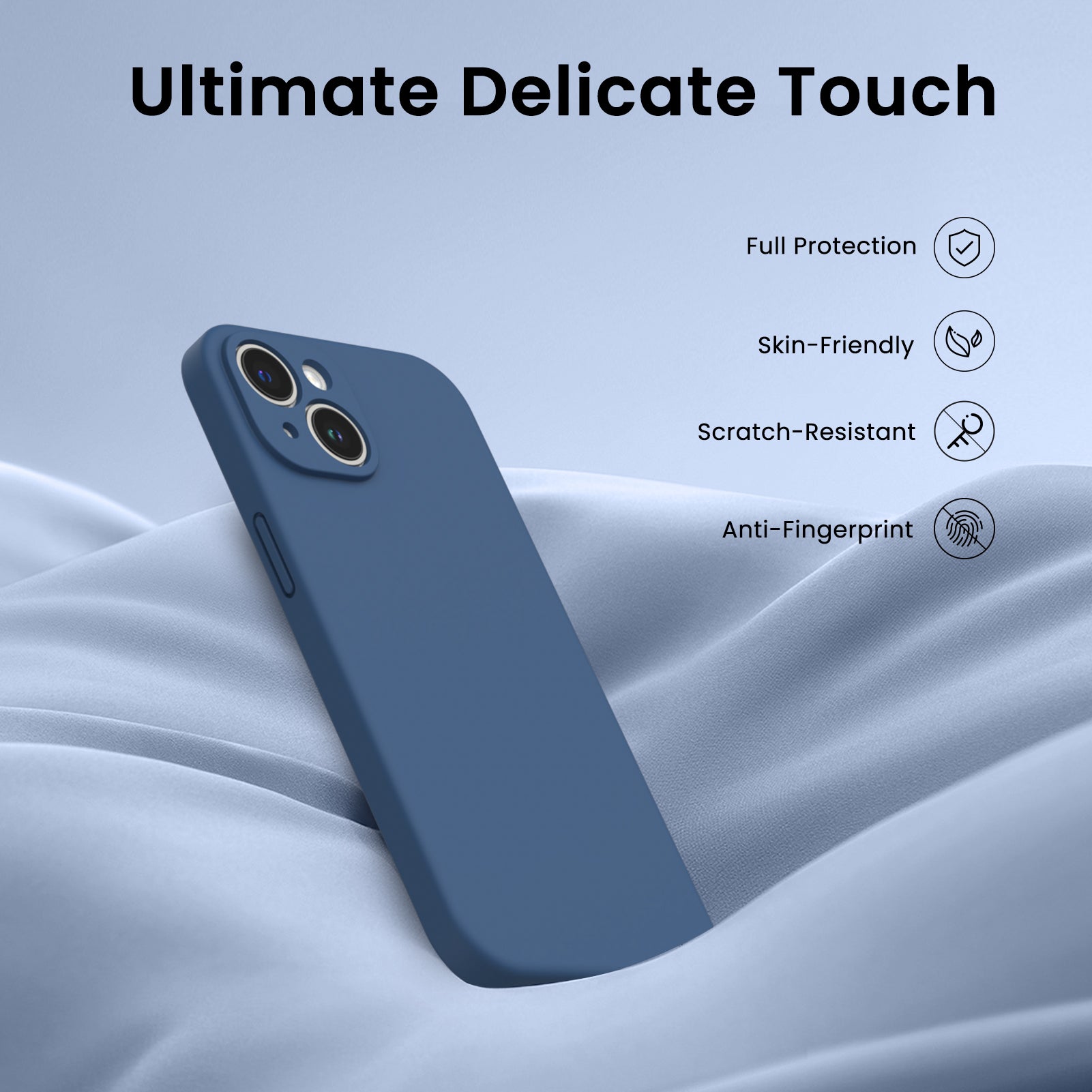 Liquid Silicone iPhone 14 Plus Case with Camera Protection and 2 Screen Protectors