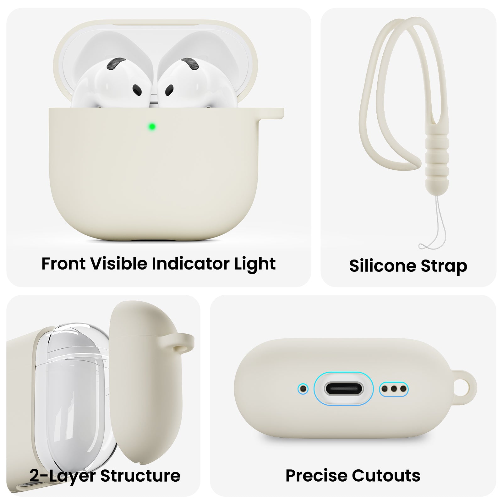 Liquid Silicone AirPods 4 Case(2024) with Lanyard