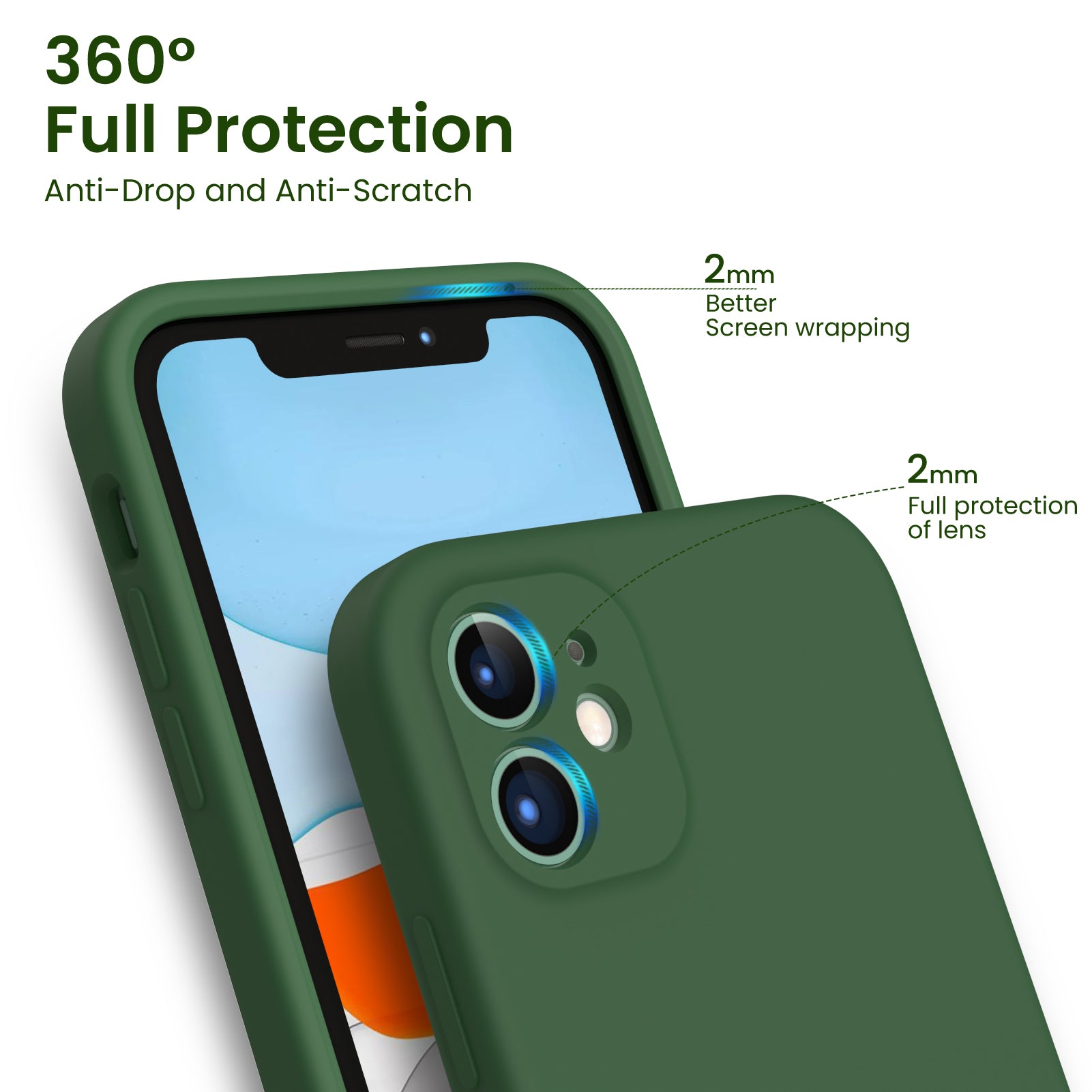 Liquid Silicone iPhone 11 Case with Camera Protection and 2 Screen Protectors