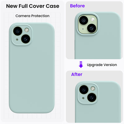 Flüssigsilikon iPhone 15 Hülle mit Kameraschutz und 2 Displayschutzfolien