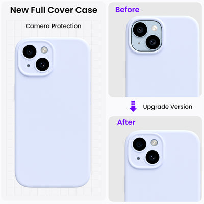 Flüssigsilikon iPhone 15 Hülle mit Kameraschutz und 2 Displayschutzfolien