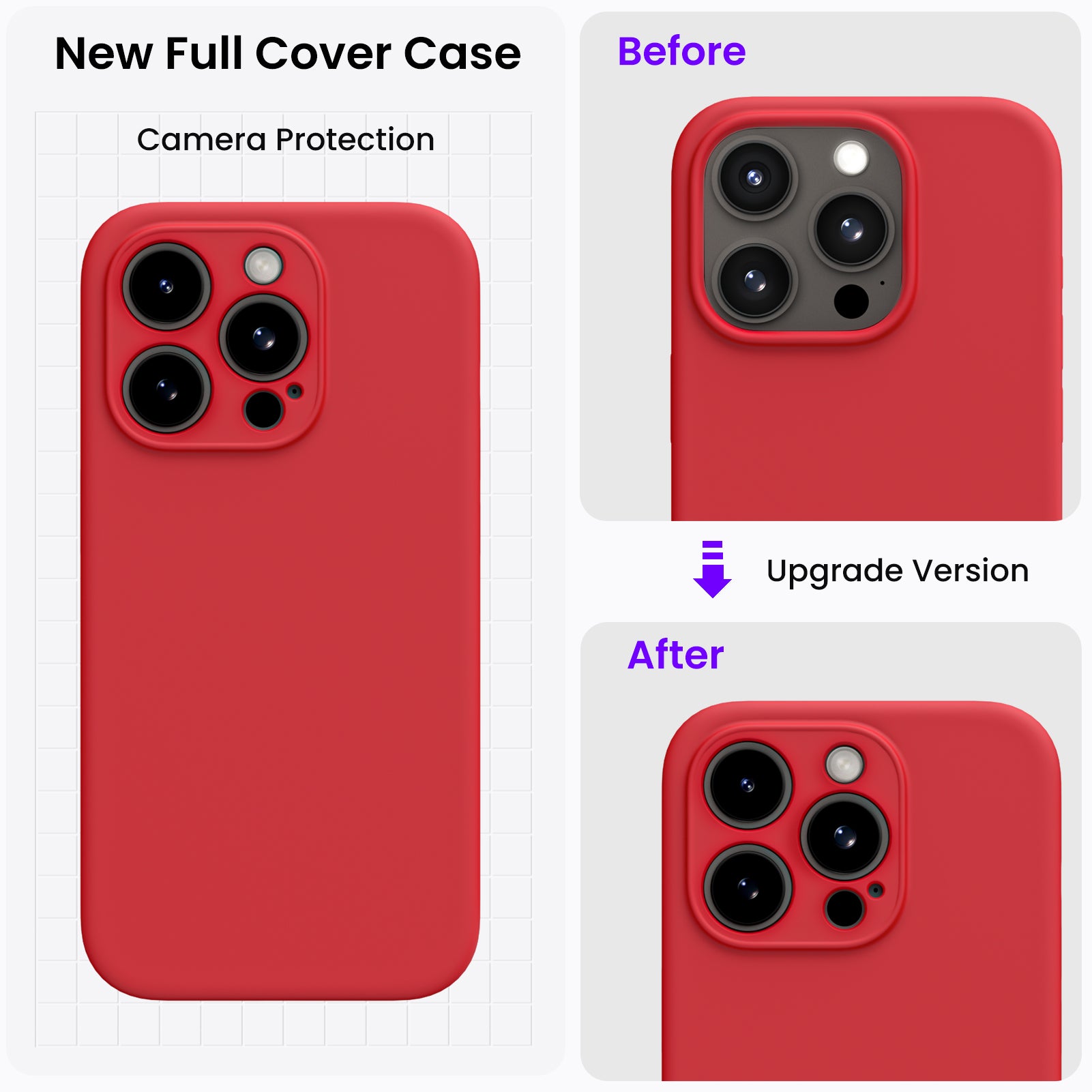 Liquid Silicone iPhone 15 Pro Max Case with Camera Protection and 2 Screen Protectors