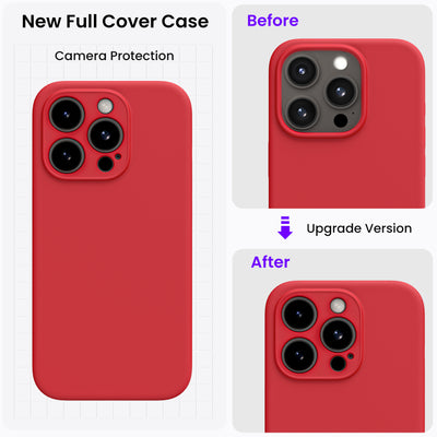 Flüssigsilikon-Schutzhülle für iPhone 15 Pro Max mit Kameraschutz und 2 Displayschutzfolien