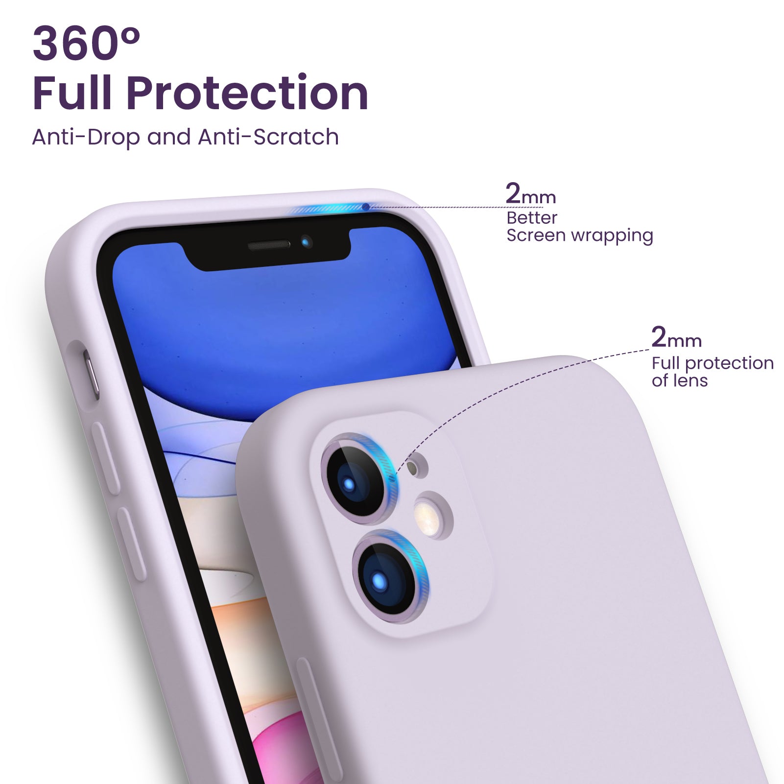 Liquid Silicone iPhone 11 Case with Camera Protection and 2 Screen Protectors