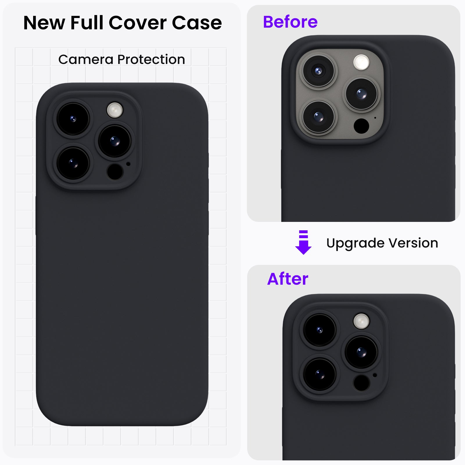 Liquid Silicone iPhone 15 Pro Max Case with Camera Protection and 2 Screen Protectors