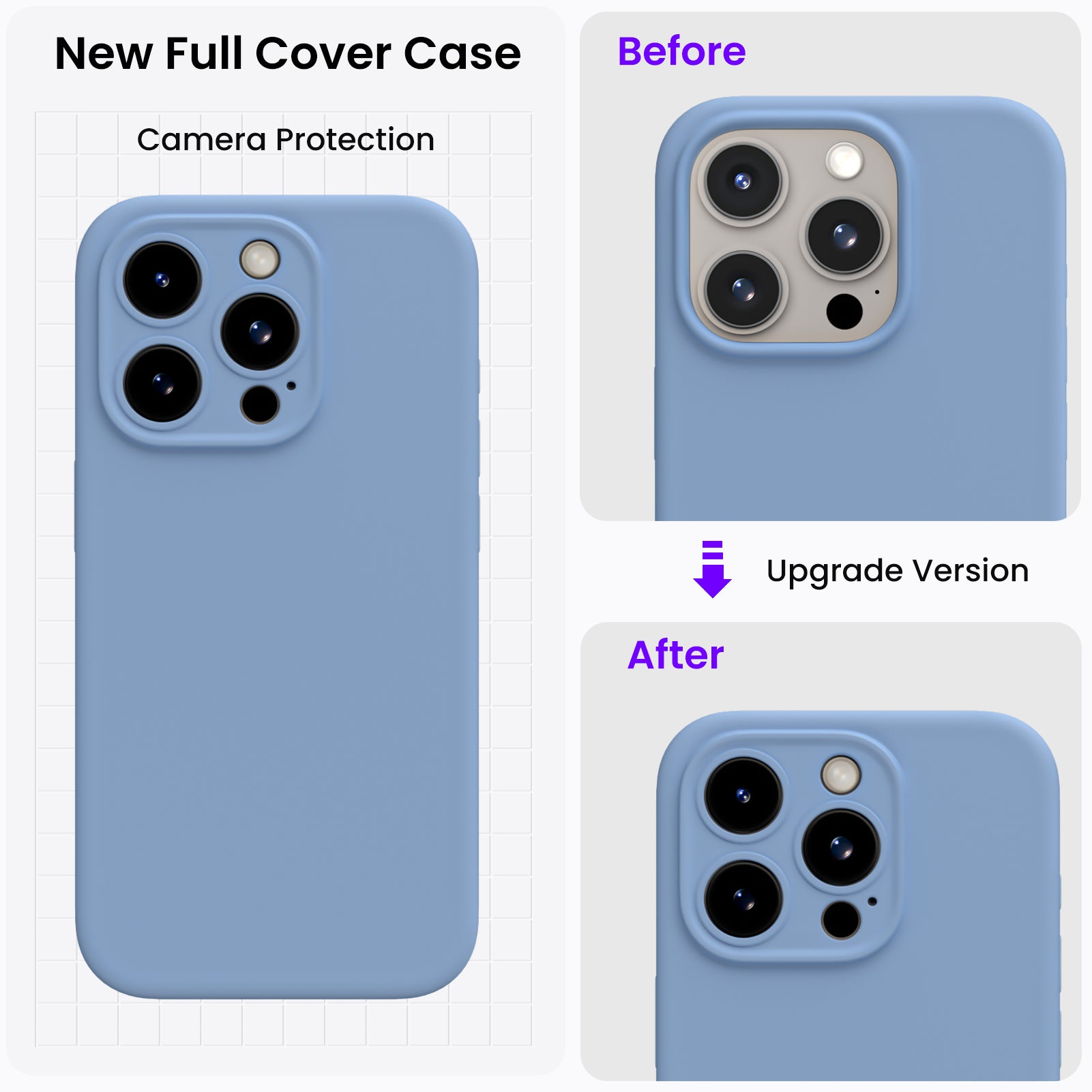Liquid Silicone iPhone 15 Pro Max Case with Camera Protection and 2 Screen Protectors