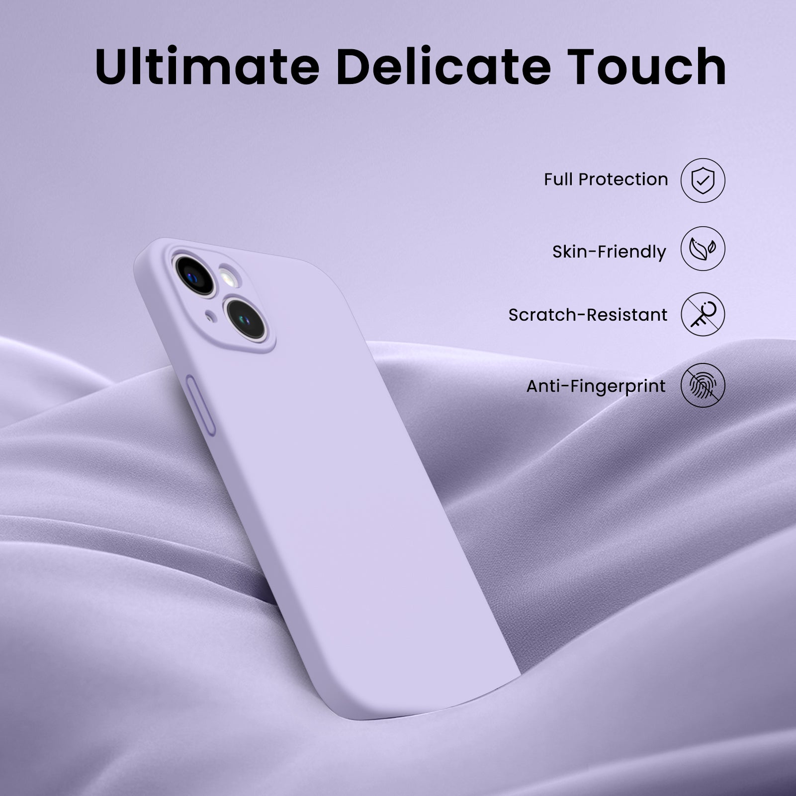 Liquid Silicone iPhone 14 Plus Case with Camera Protection and 2 Screen Protectors