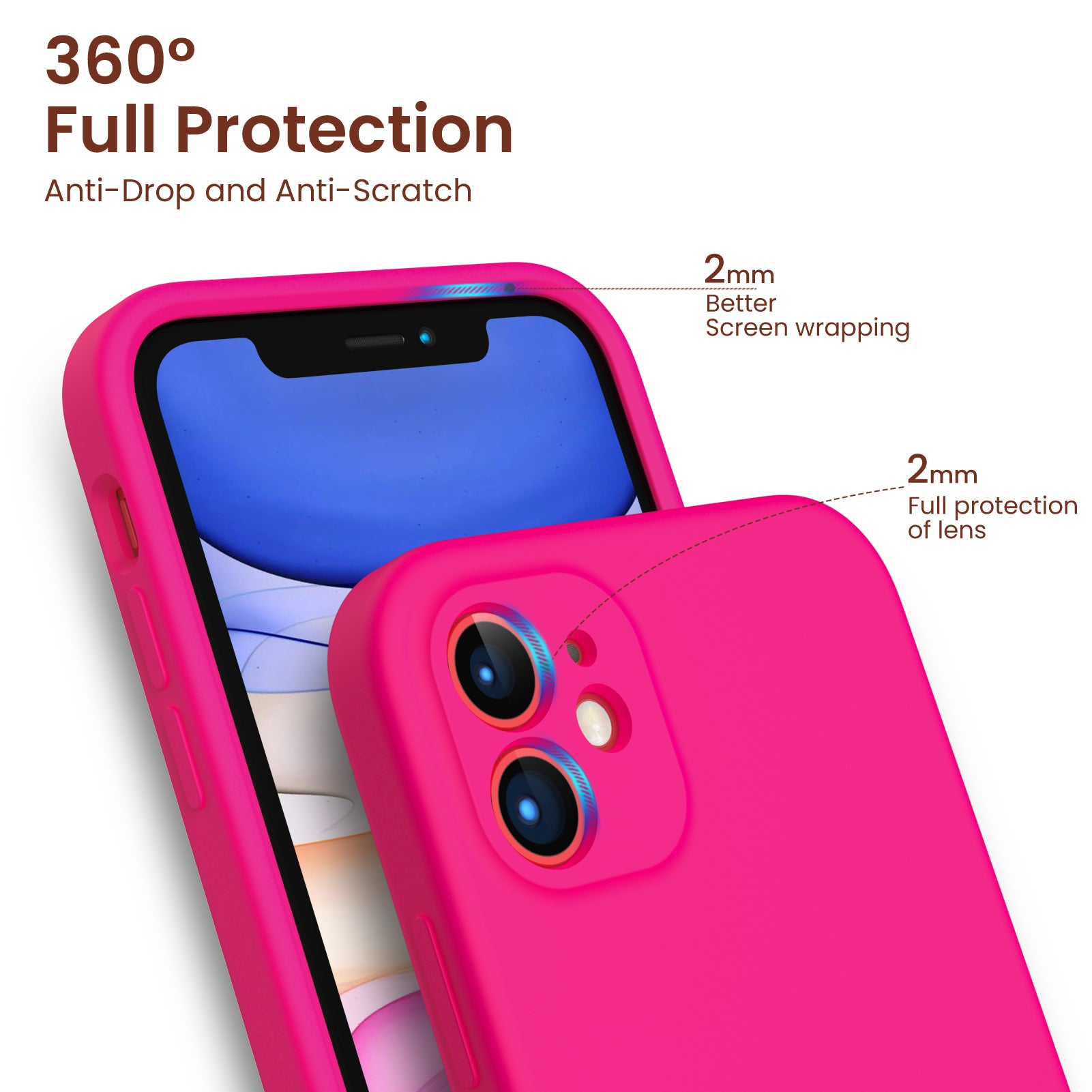 Liquid Silicone iPhone 11 Case with Camera Protection and 2 Screen Protectors