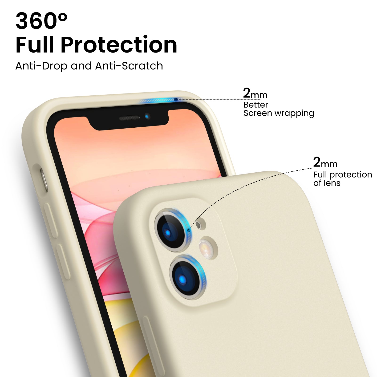 Liquid Silicone iPhone 11 Case with Camera Protection and 2 Screen Protectors
