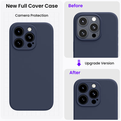 Flüssigsilikon-Schutzhülle für iPhone 15 Pro Max mit Kameraschutz und 2 Displayschutzfolien