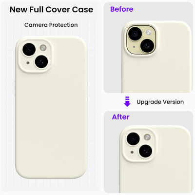 Flüssigsilikon iPhone 15 Hülle mit Kameraschutz und 2 Displayschutzfolien