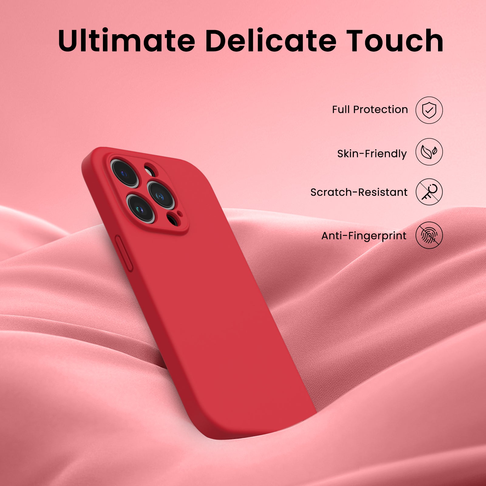 Liquid Silicone iPhone 14 Pro Max Case with Camera Protection and 2 Screen Protectors