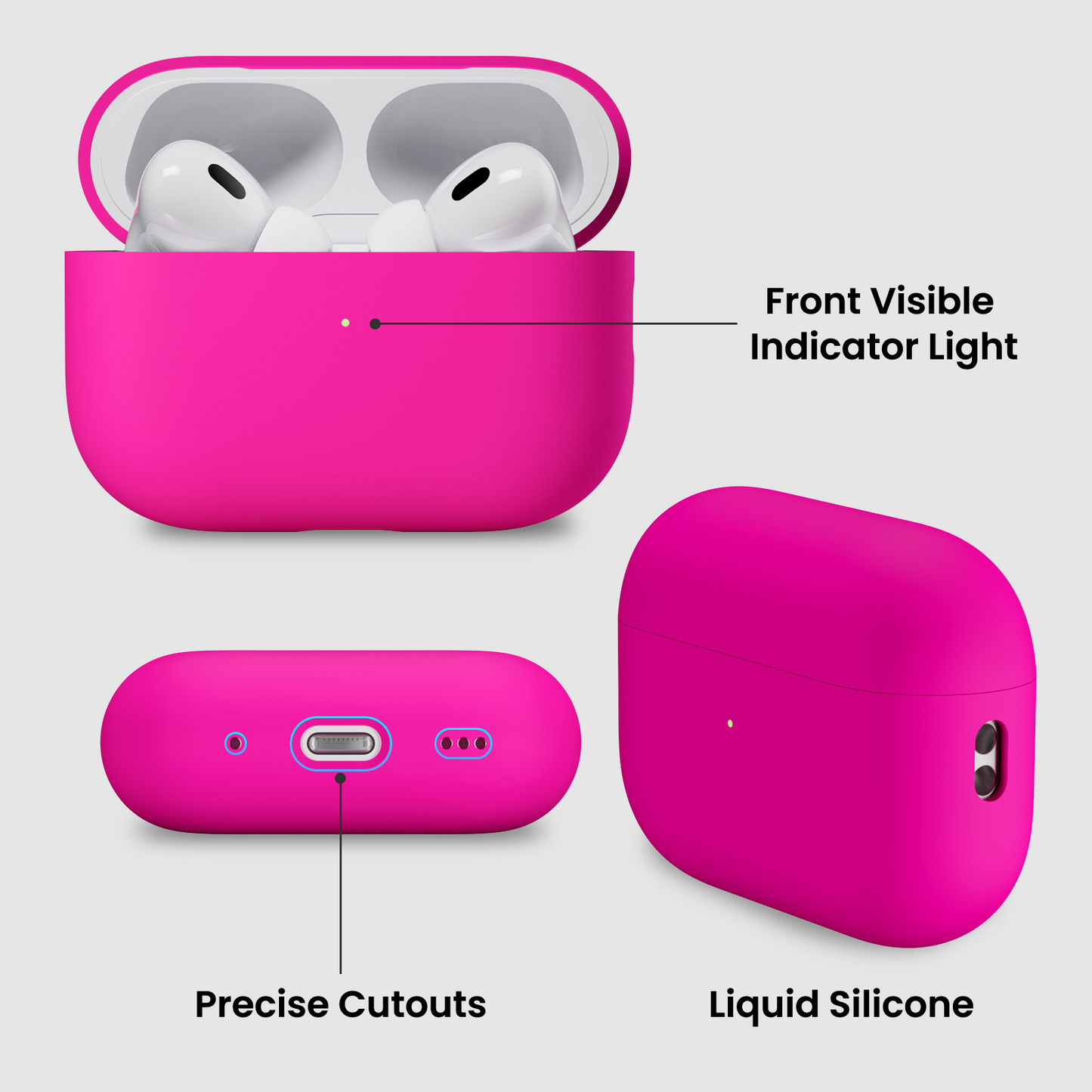 ORNARTO Compatible with AirPods Pro 2 Case 2022, Full Protective Soft Silicone AirPods Pro 2nd Generation Case with Front LED Visible