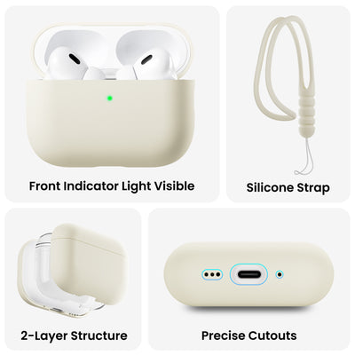 Flüssigsilikon-Hülle für AirPods Pro 3 mit Schlüsselband