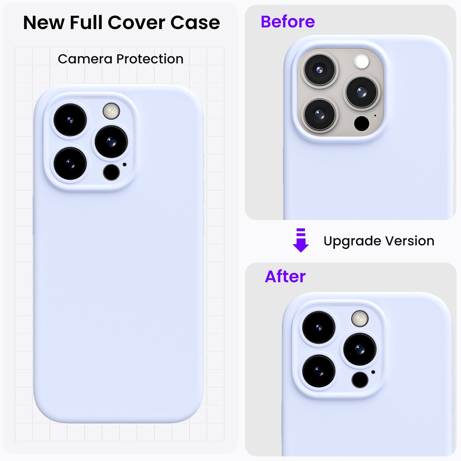 Liquid Silicone iPhone 15 Pro Max Case with Camera Protection and 2 Screen Protectors