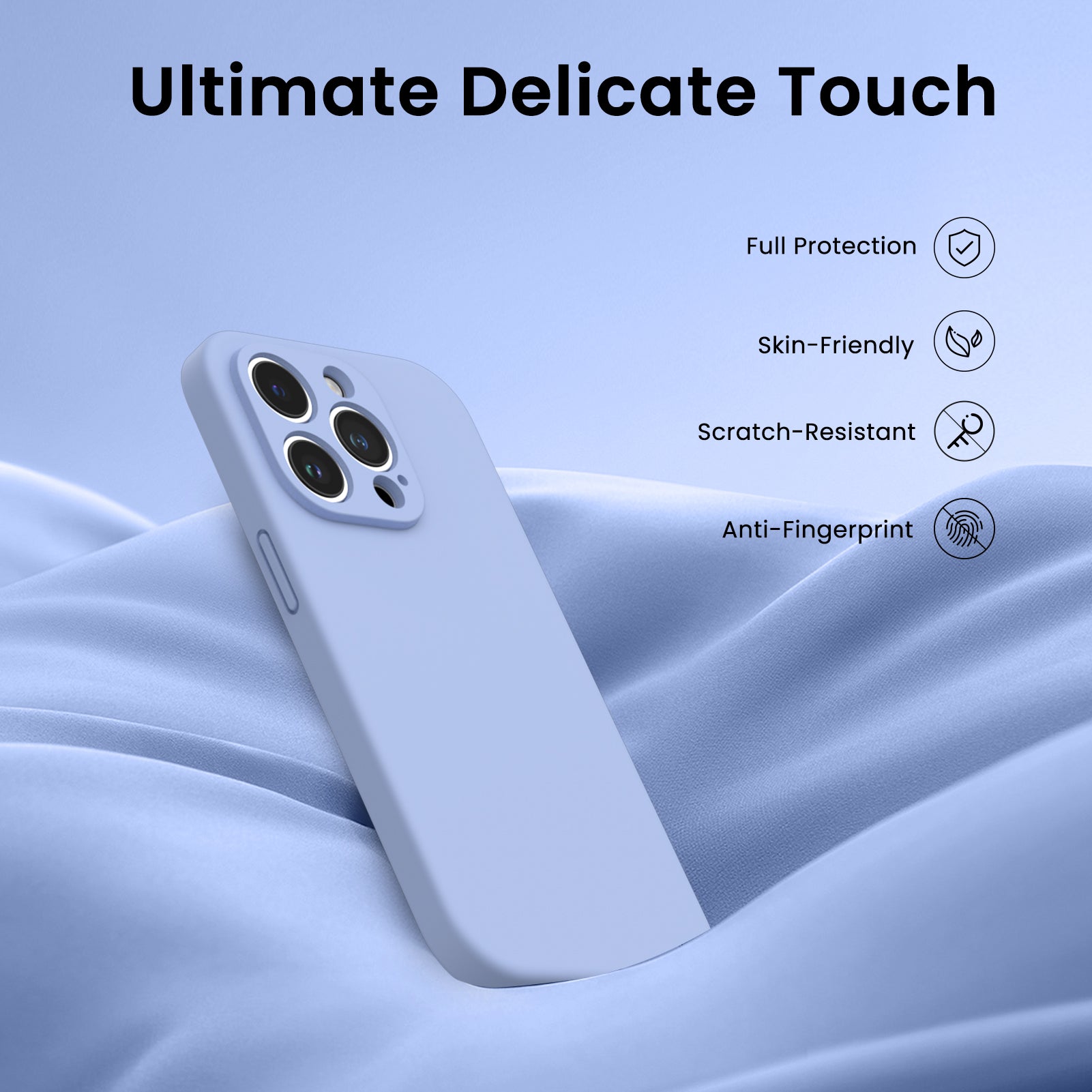 Liquid Silicone iPhone 14 Pro Case with Camera Protection and 2 Screen Protectors