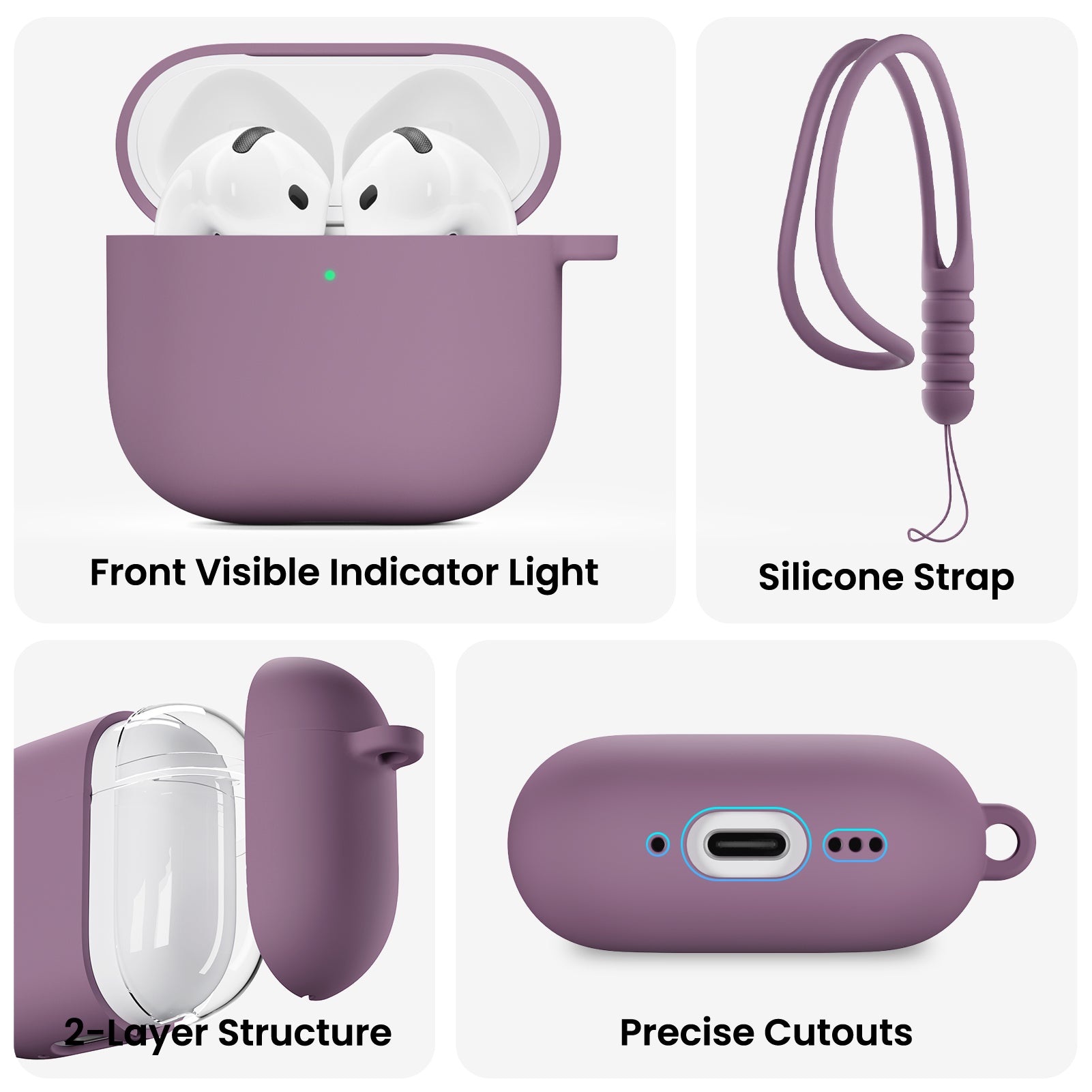 Liquid Silicone AirPods 4 Case(2024) with Lanyard