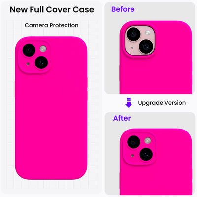 Flüssigsilikon iPhone 15 Hülle mit Kameraschutz und 2 Displayschutzfolien