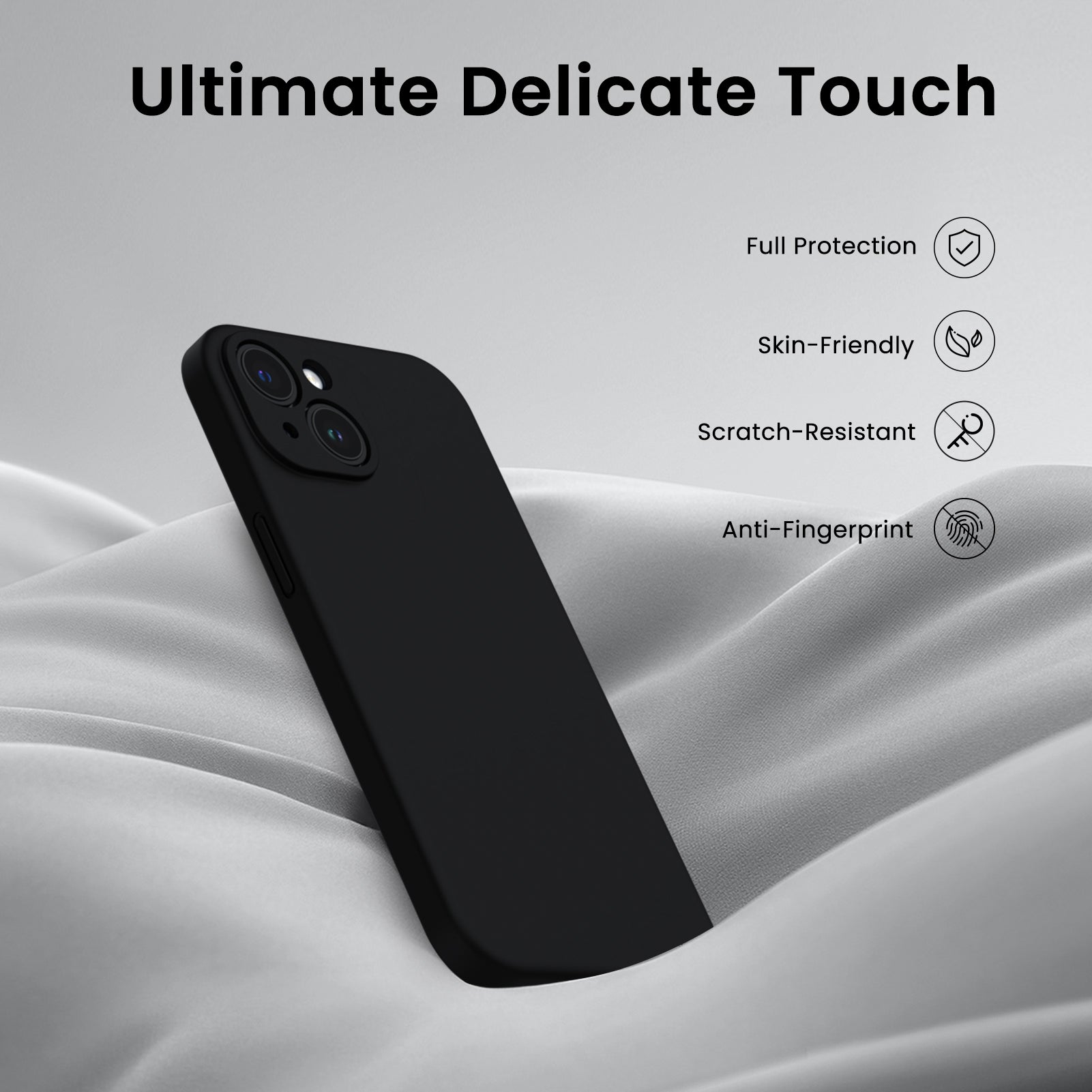 Liquid Silicone iPhone 14 Plus Case with Camera Protection and 2 Screen Protectors