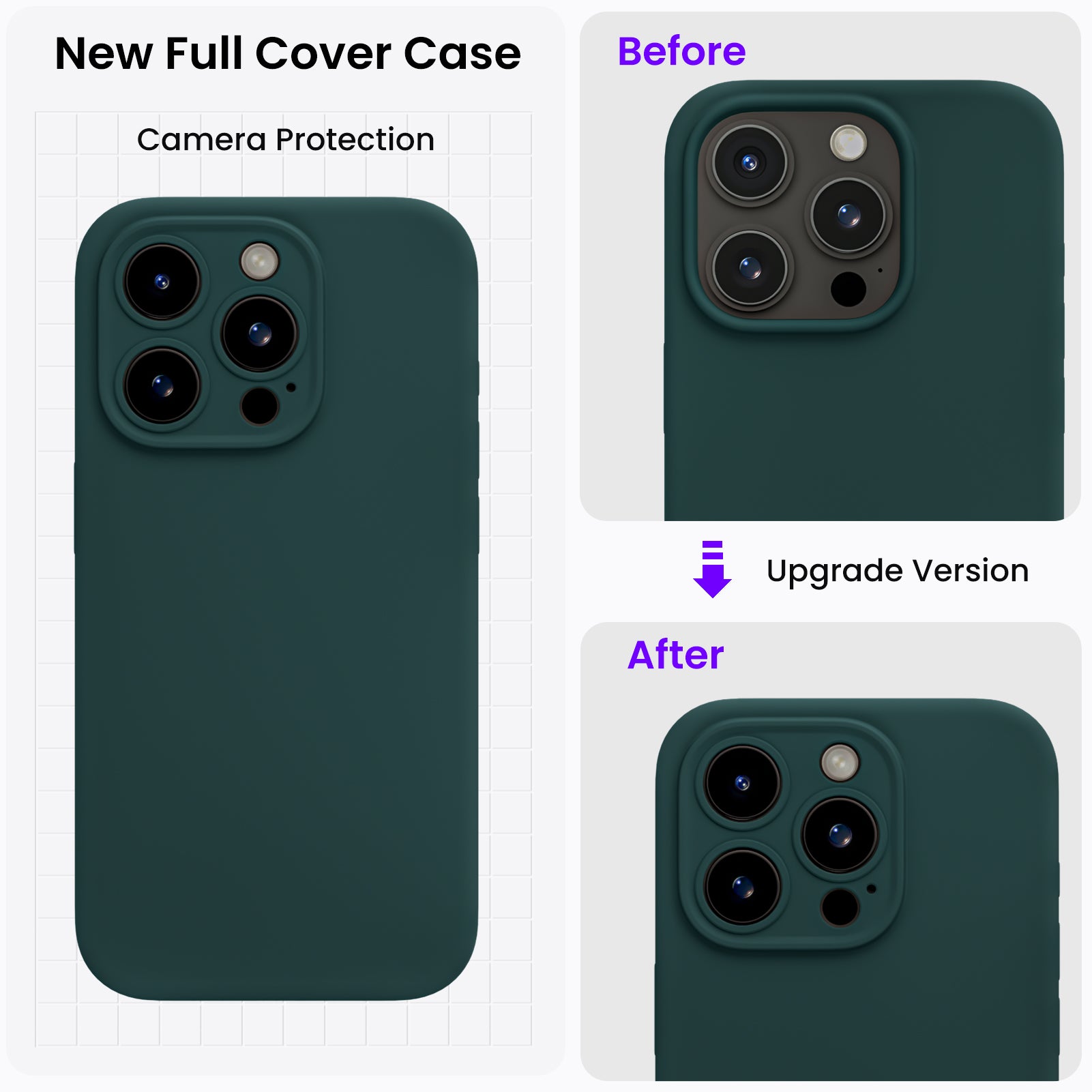 Liquid Silicone iPhone 15 Pro Max Case with Camera Protection and 2 Screen Protectors