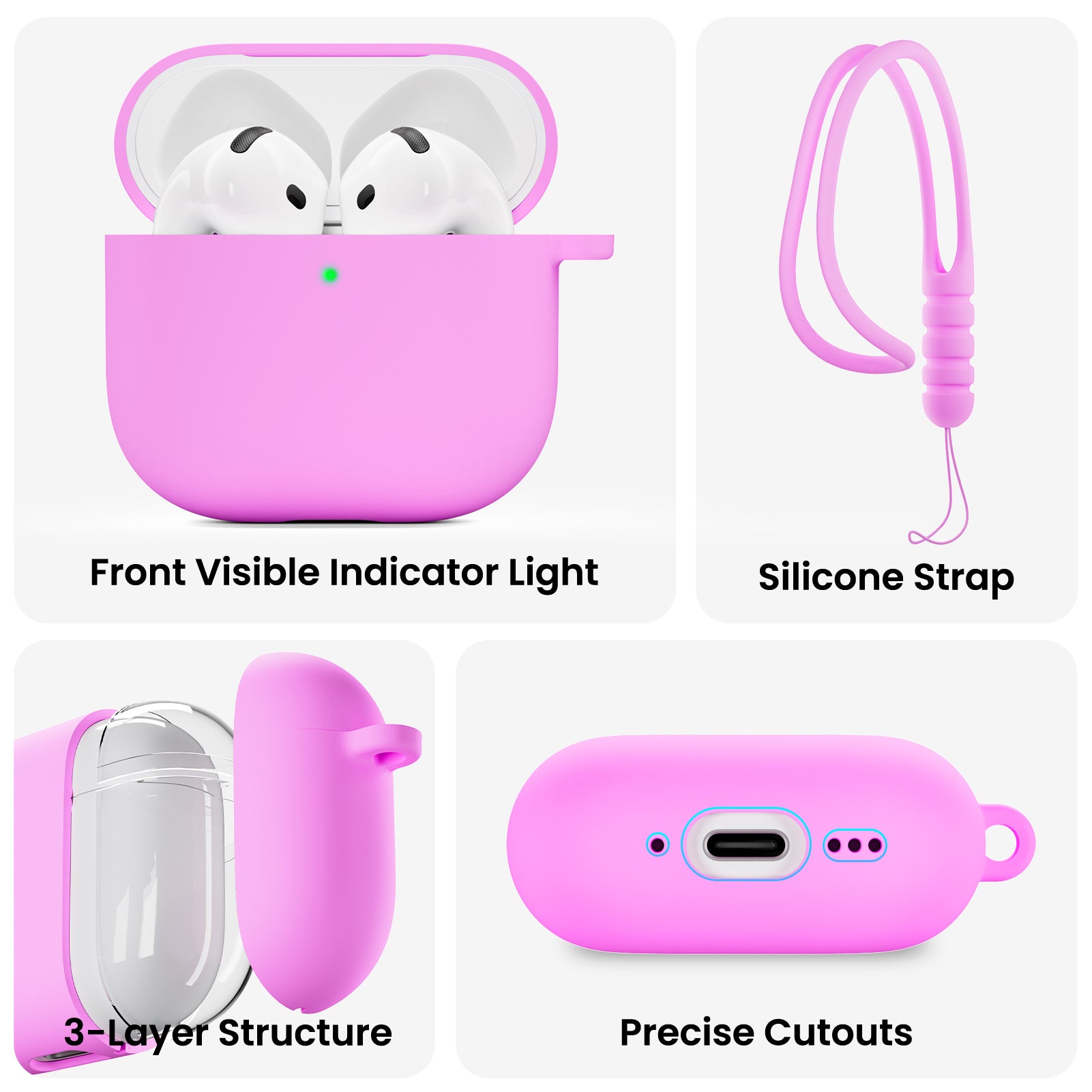 Liquid Silicone AirPods 4 Case(2024) with Lanyard