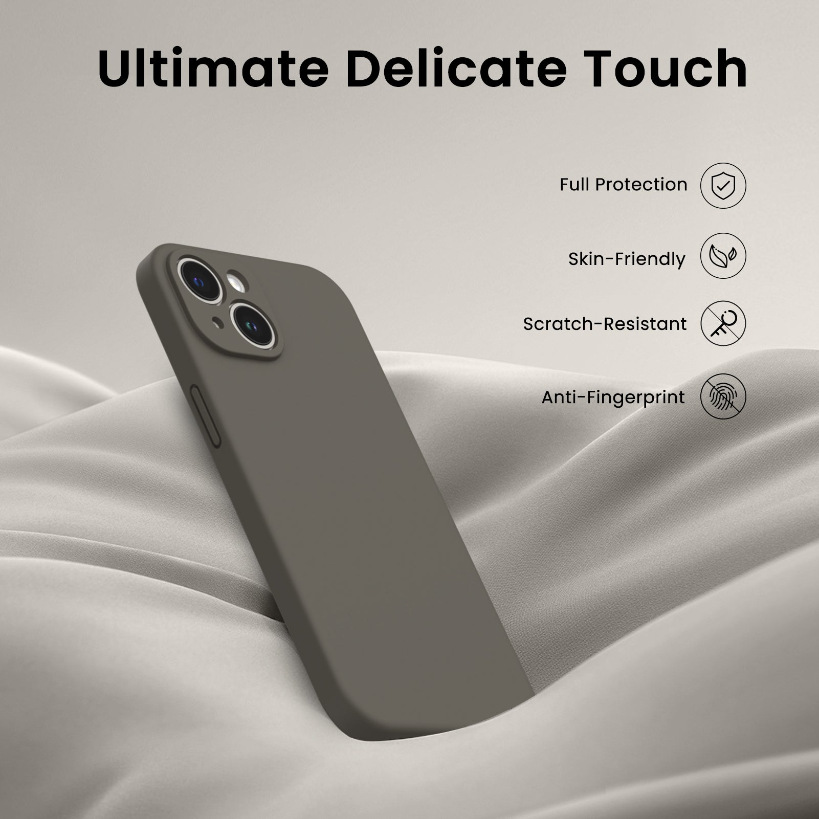 Liquid Silicone iPhone 14 Case with Camera Protection and 2 Screen Protectors