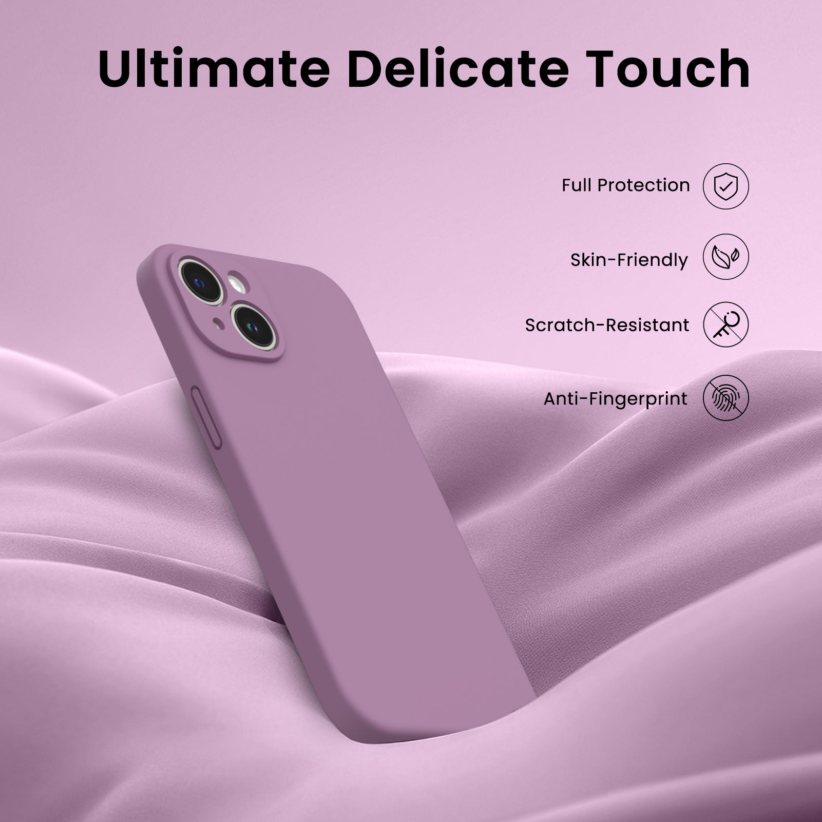 Liquid Silicone iPhone 14 Case with Camera Protection and 2 Screen Protectors