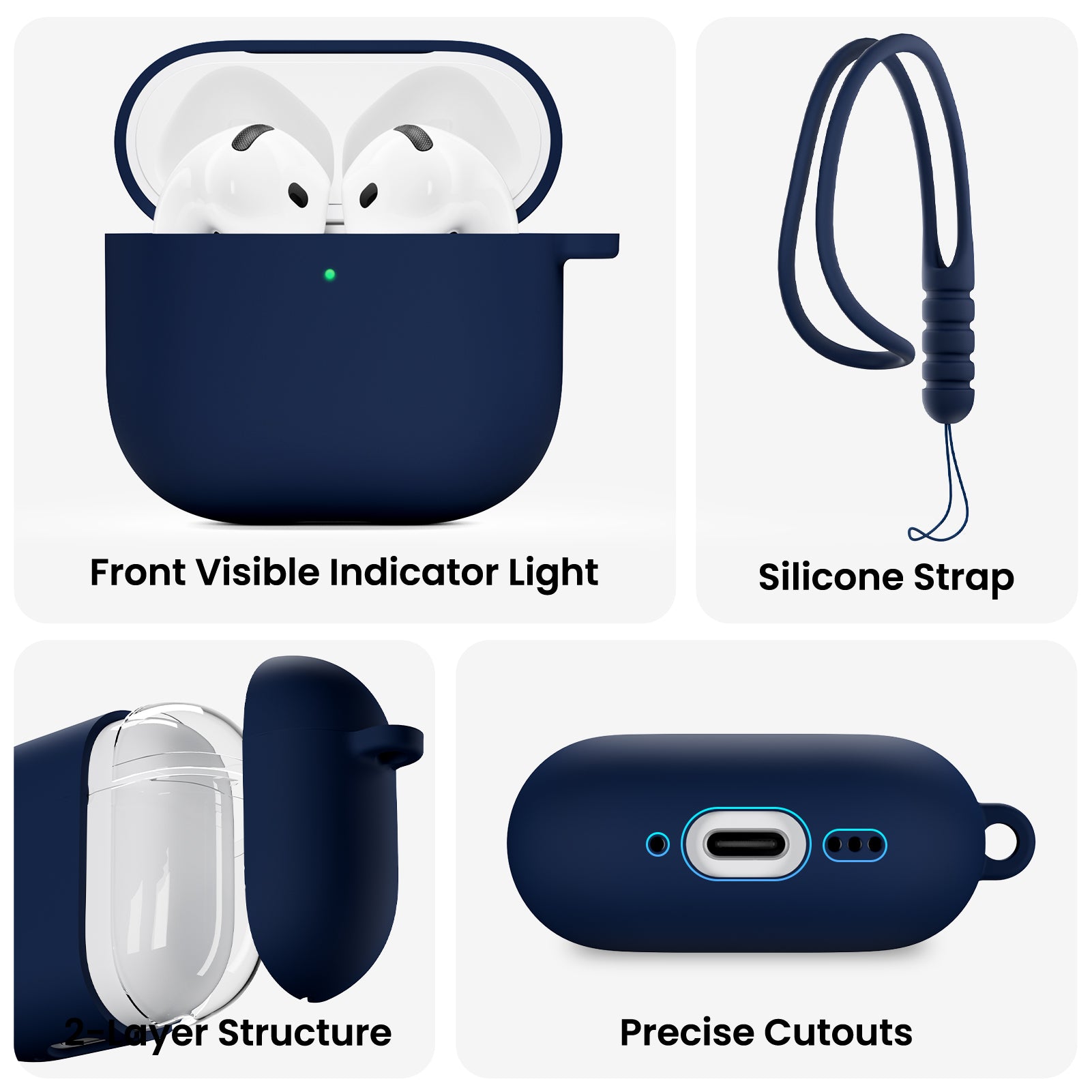 Liquid Silicone AirPods 4 Case(2024) with Lanyard