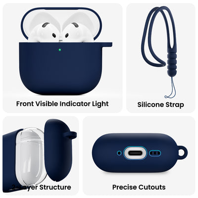 Flüssigsilikon AirPods 4 Hülle (2024) mit Schlüsselband