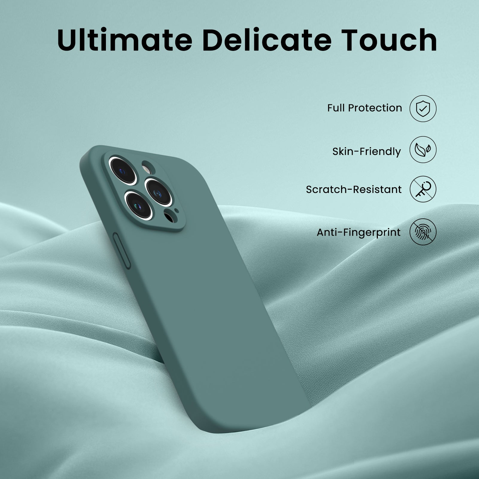 Liquid Silicone iPhone 14 Pro Case with Camera Protection and 2 Screen Protectors