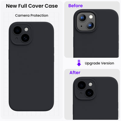 Flüssigsilikon iPhone 15 Hülle mit Kameraschutz und 2 Displayschutzfolien