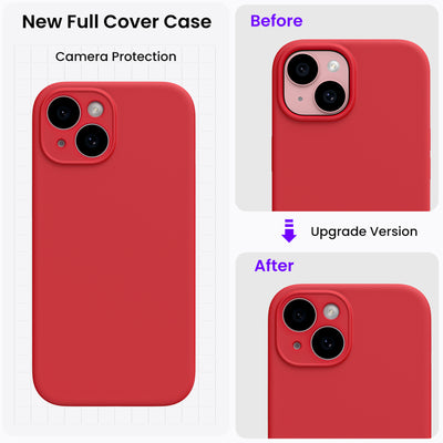 Flüssigsilikon iPhone 15 Hülle mit Kameraschutz und 2 Displayschutzfolien