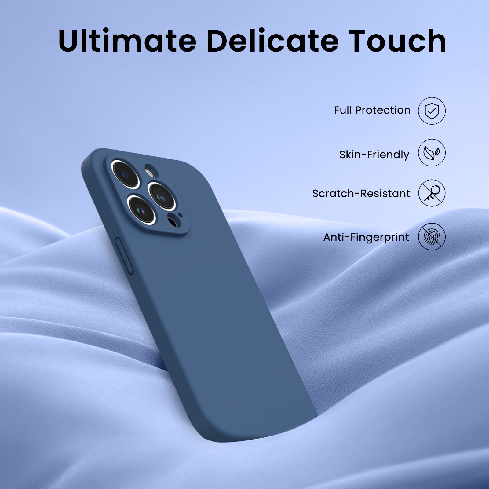 Liquid Silicone iPhone 14 Pro Case with Camera Protection and 2 Screen Protectors
