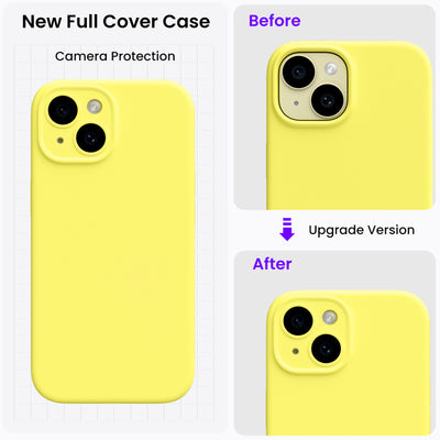 Flüssigsilikon iPhone 15 Hülle mit Kameraschutz und 2 Displayschutzfolien