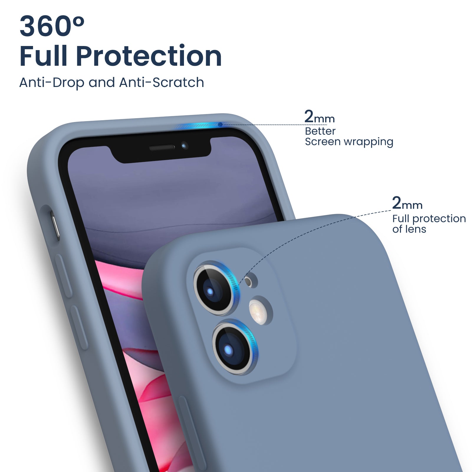 Liquid Silicone iPhone 11 Case with Camera Protection and 2 Screen Protectors