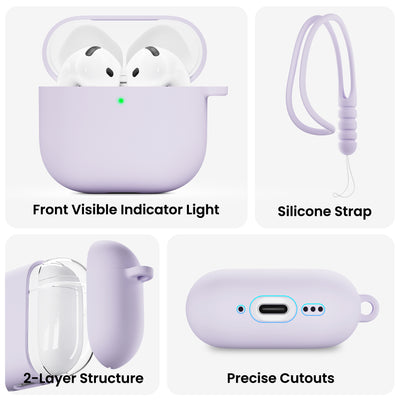 Flüssigsilikon AirPods 4 Hülle (2024) mit Schlüsselband