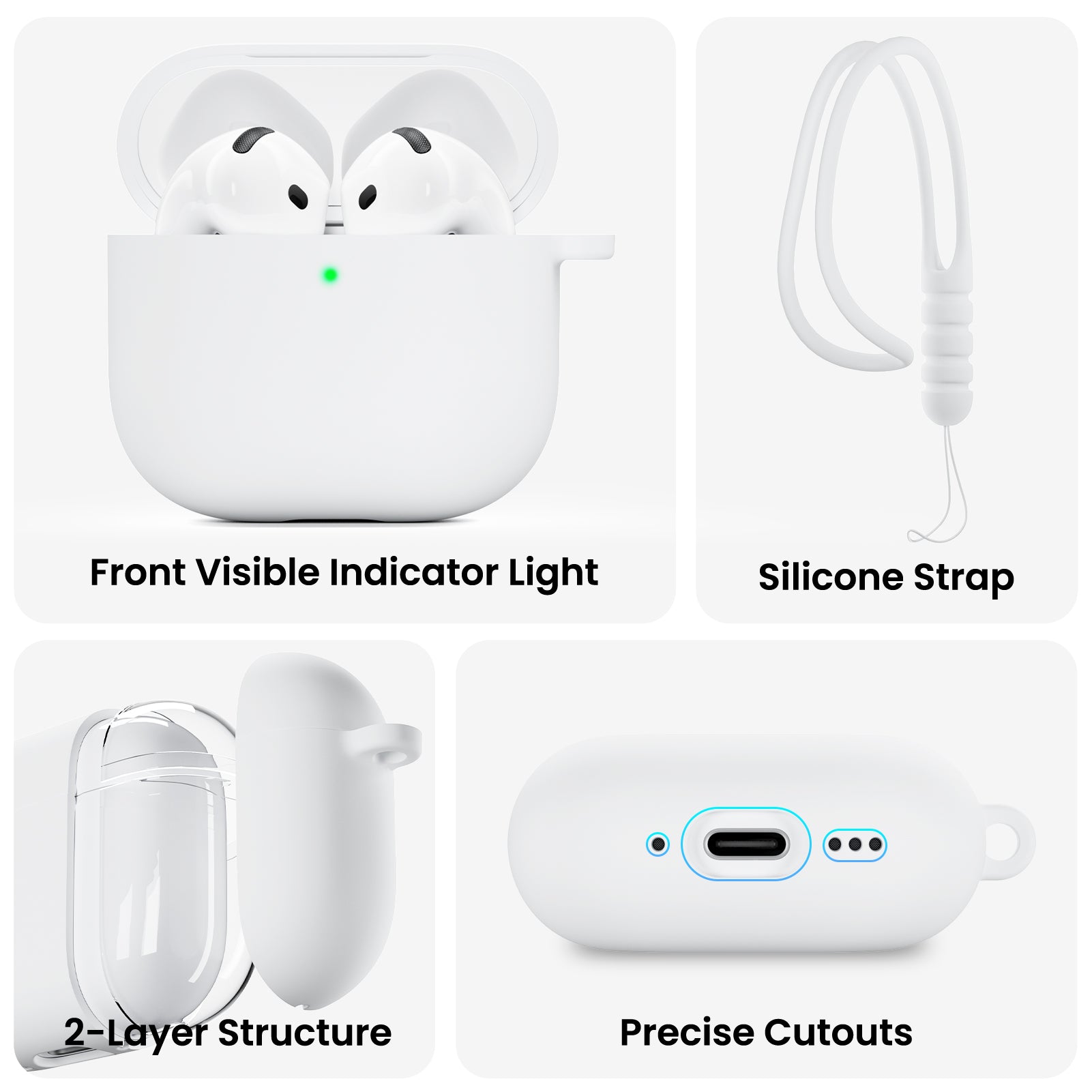 Liquid Silicone AirPods 4 Case(2024) with Lanyard