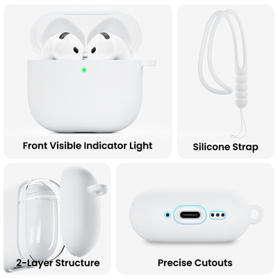 Flüssigsilikon AirPods 4 Hülle (2024) mit Schlüsselband