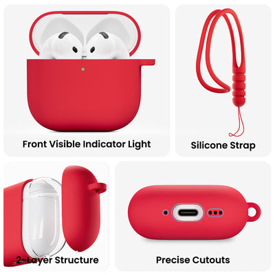 Flüssigsilikon AirPods 4 Hülle (2024) mit Schlüsselband