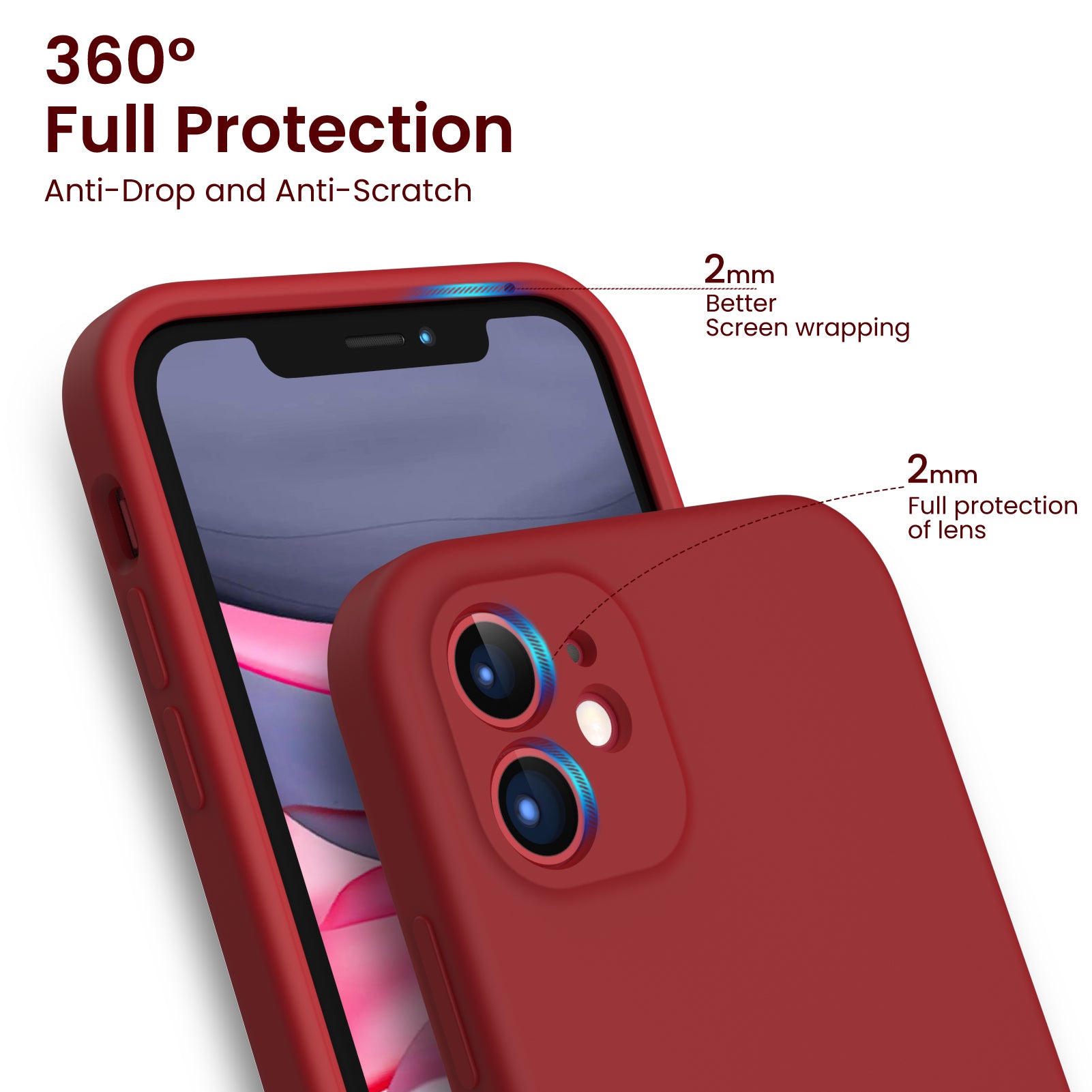 Liquid Silicone iPhone 11 Case with Camera Protection and 2 Screen Protectors