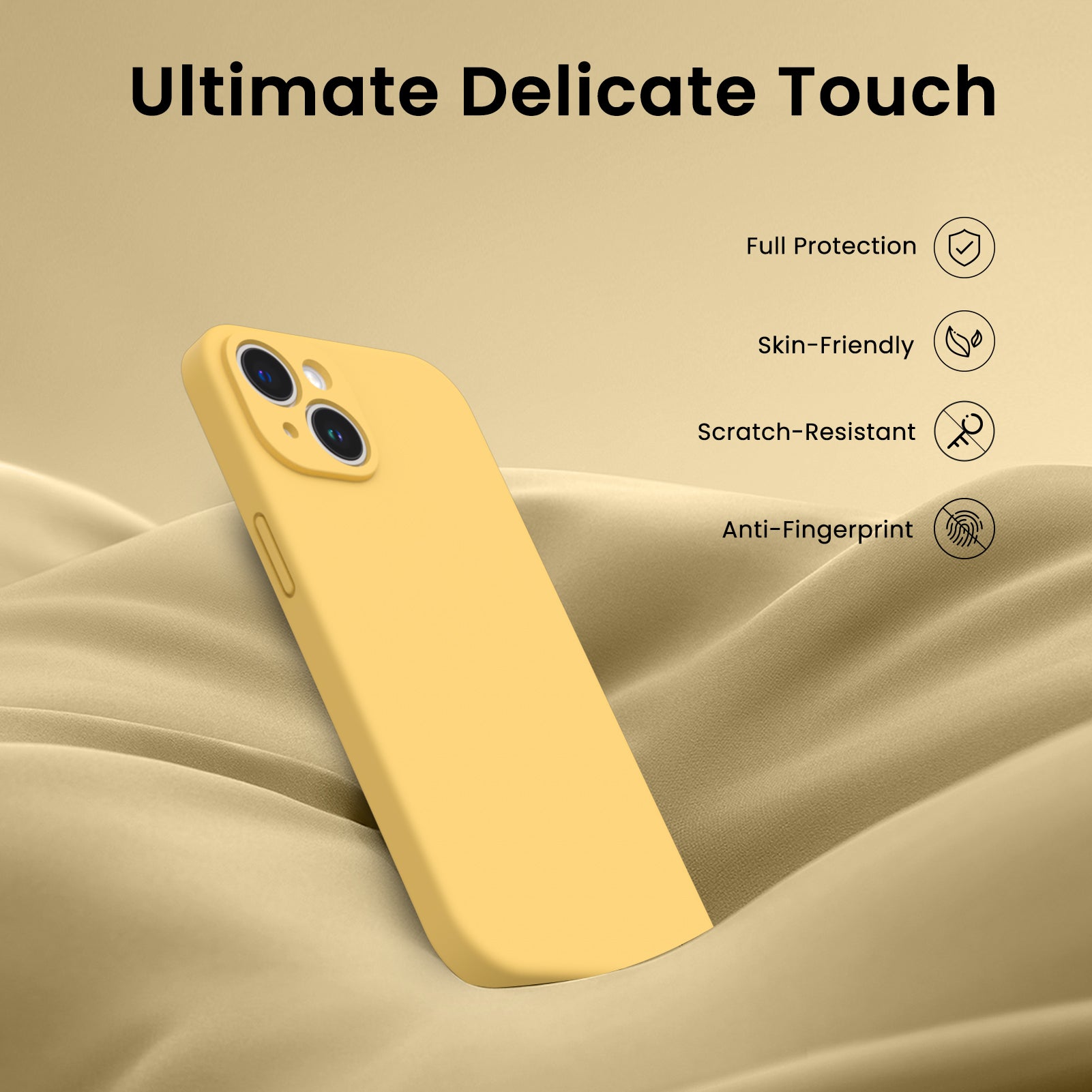 Liquid Silicone iPhone 14 Plus Case with Camera Protection and 2 Screen Protectors