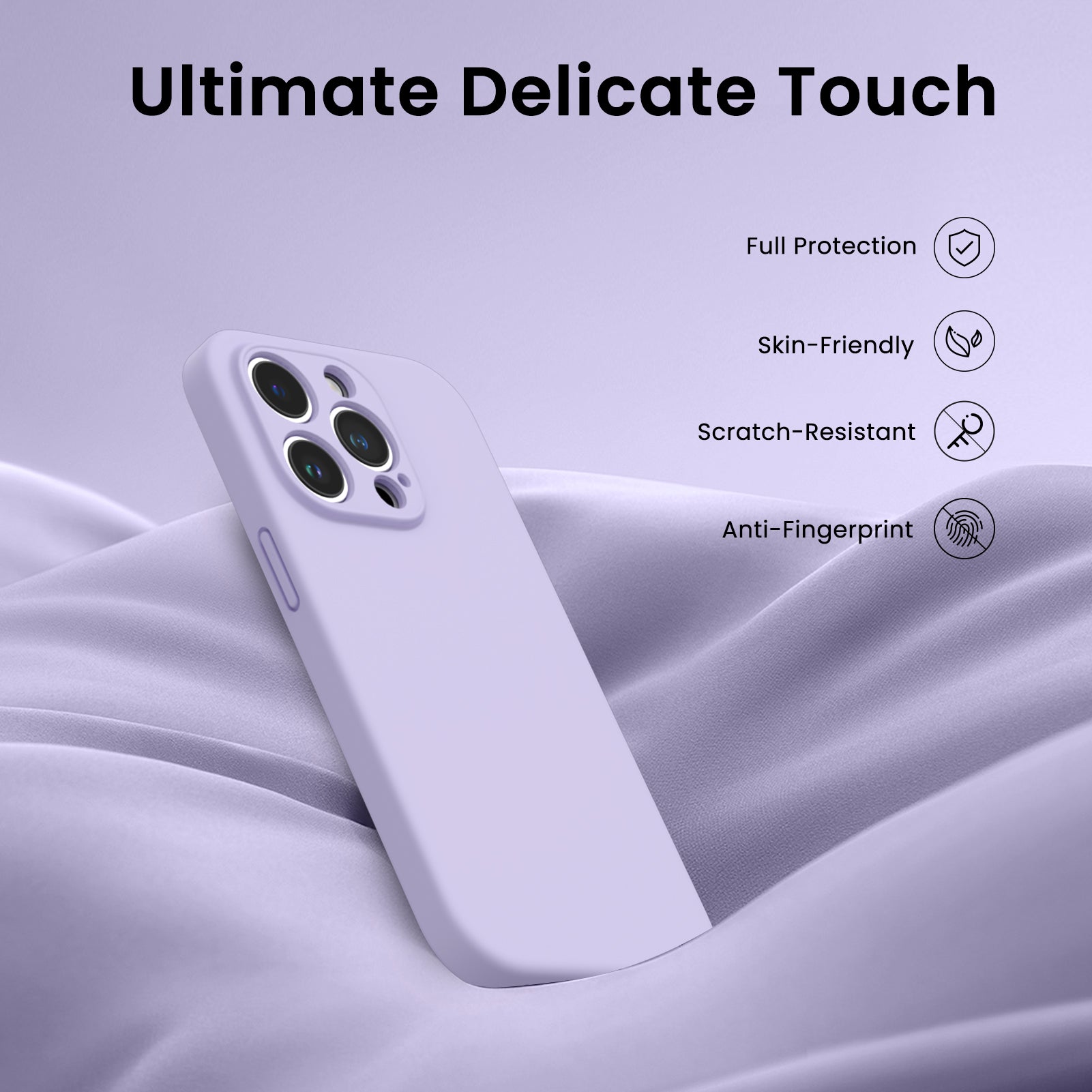 Liquid Silicone iPhone 14 Pro Case with Camera Protection and 2 Screen Protectors