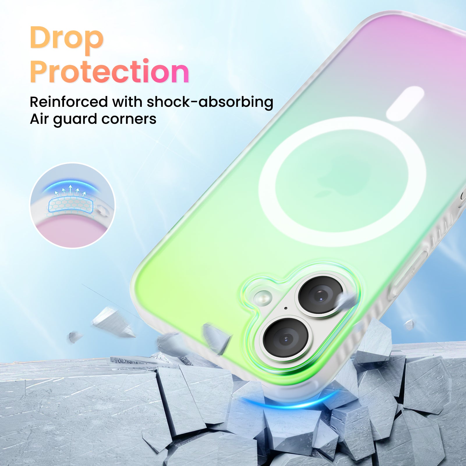 Hue for iPhone 16 Series, Fluorescent Gradient, Compatible with Magsafe