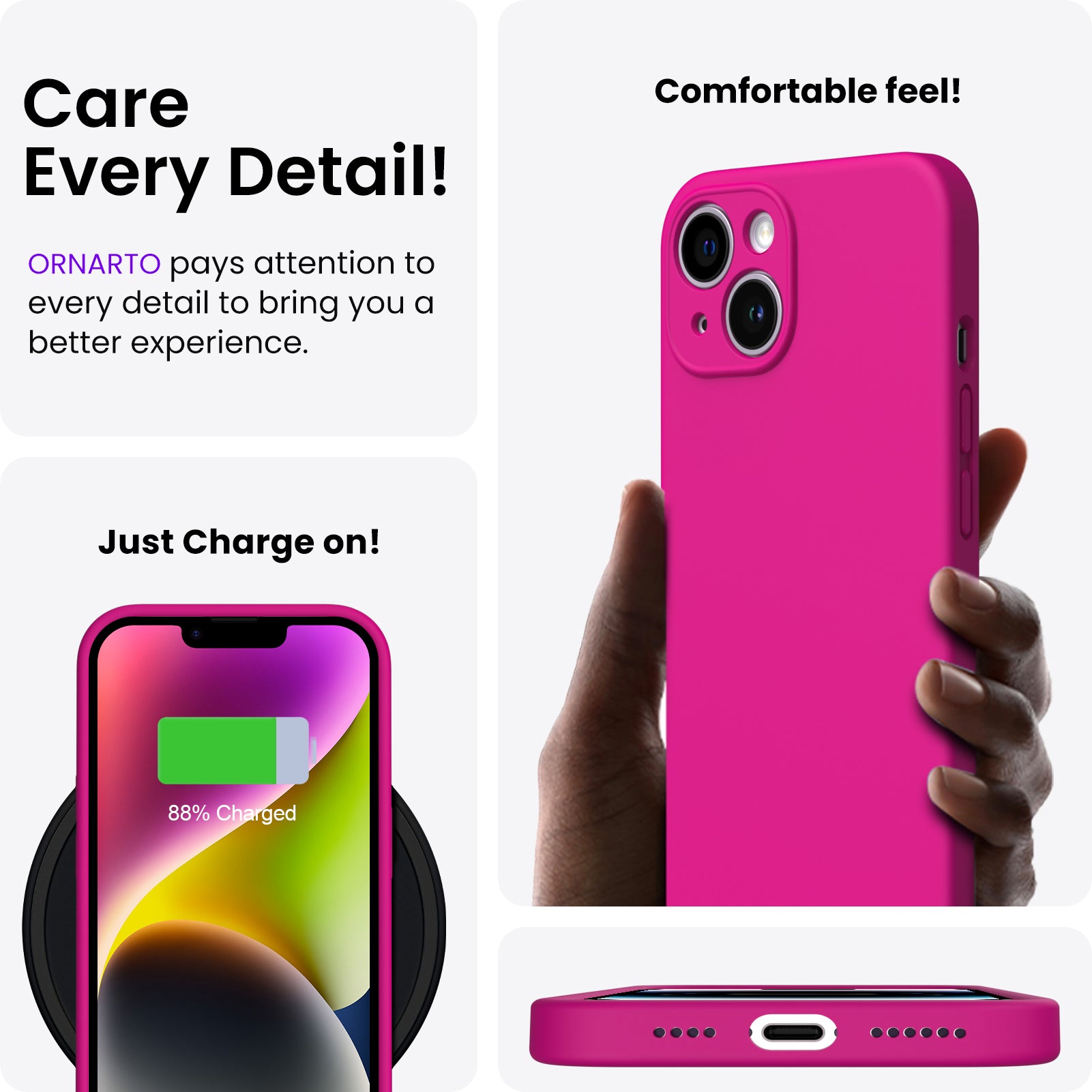 Liquid Silicone iPhone 14 Plus Case with Camera Protection and 2 Screen Protectors