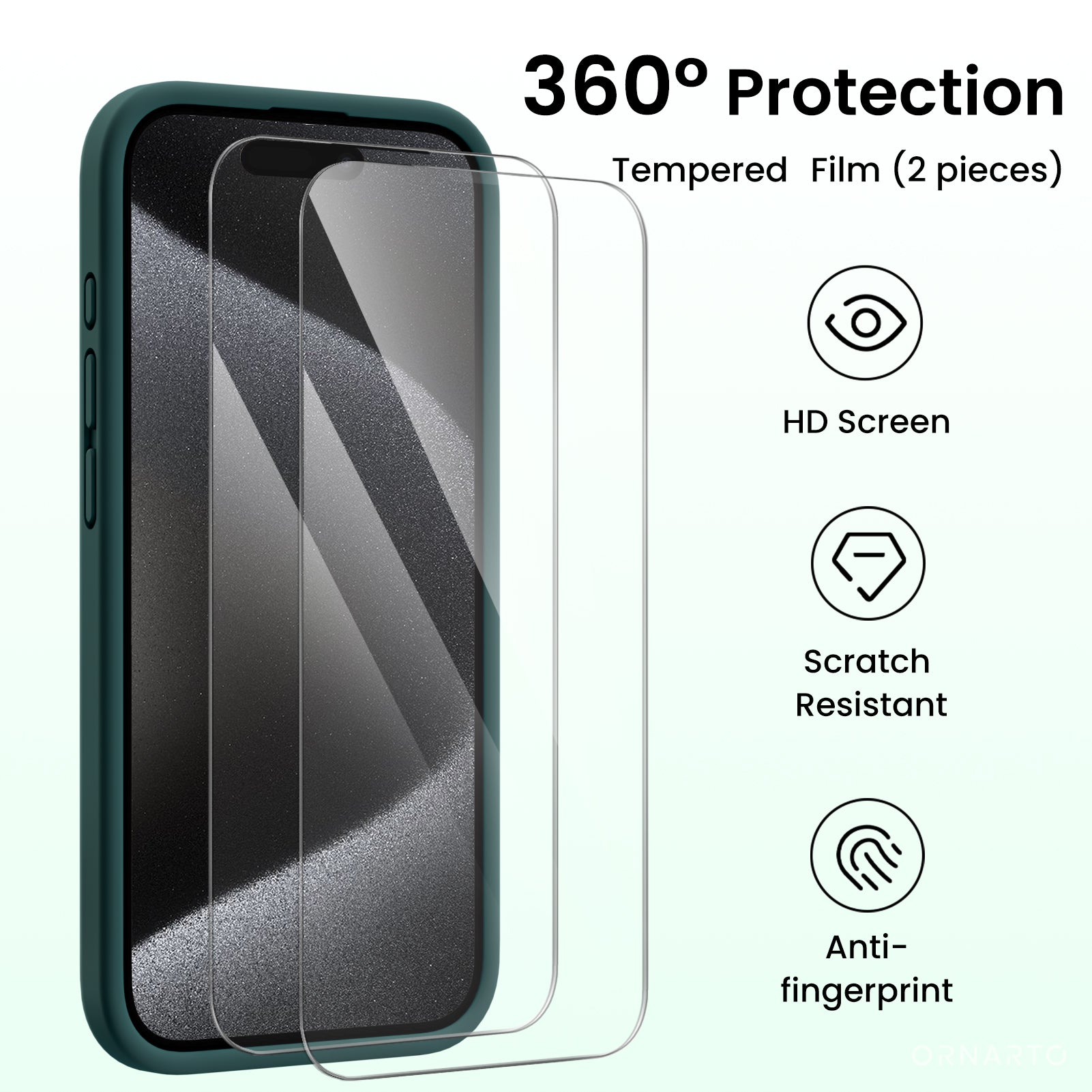 Liquid Silicone iPhone 15 Pro Max Case with Camera Protection and 2 Screen Protectors