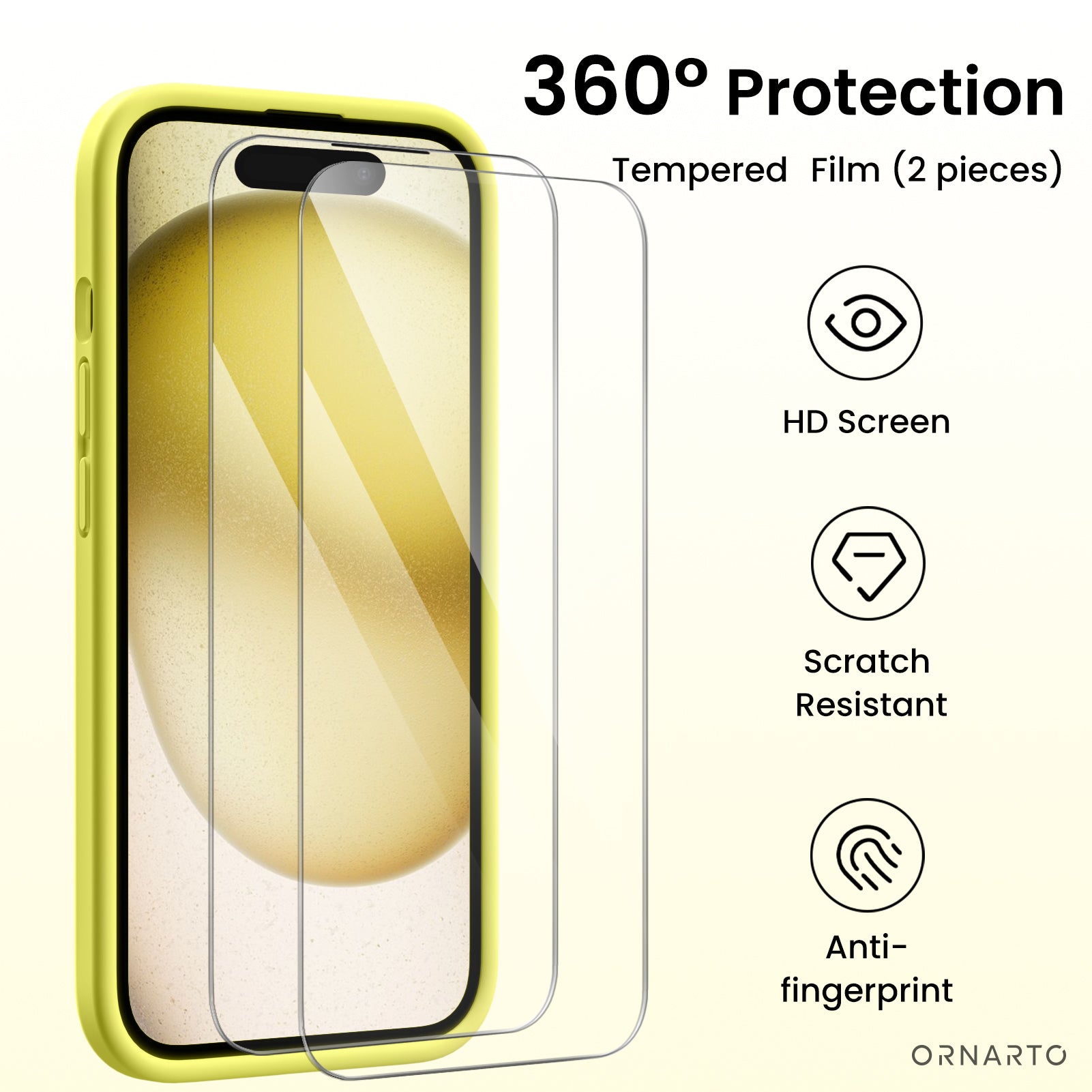 Liquid Silicone iPhone 15 Case with Camera Protection and 2 Screen Protectors